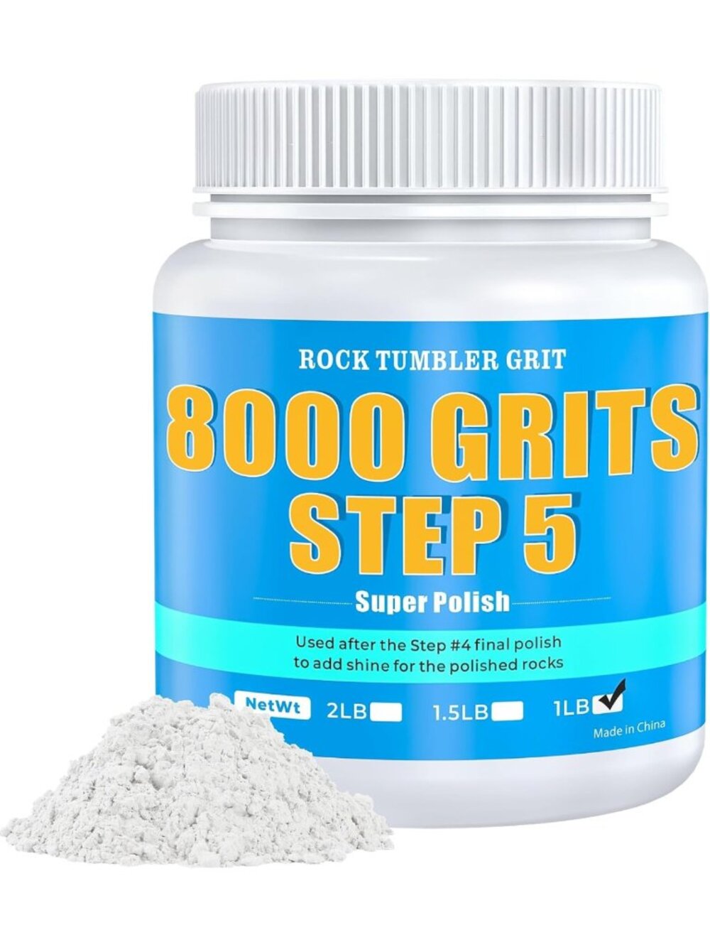 8000 Grit Aluminum Oxide Polish for Rock Tumbling - Step 5 Final Finish